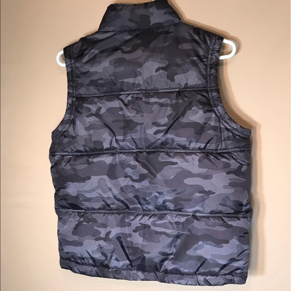 GAP Kids Puffy Vest Grey Cammo/Army Print LG - Picture 2 of 3